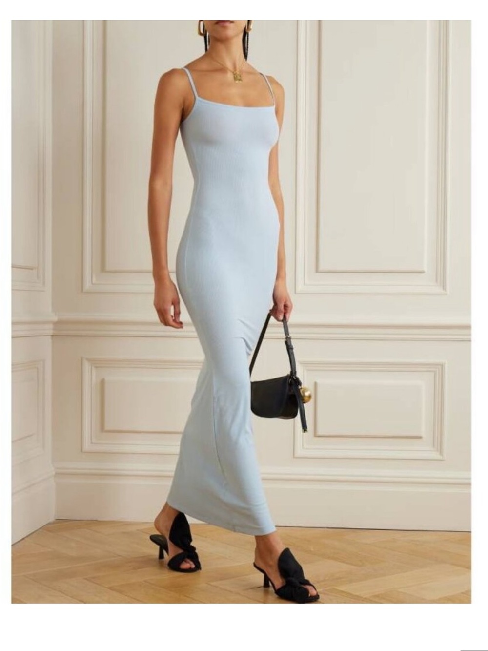 SKIMS Soft Lounge Long Slip
Dress in Light Blue